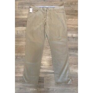 Peter Millar Golf Pants Crown Ultimate Sateen 46 x 38 TALL Khaki GRN Modal